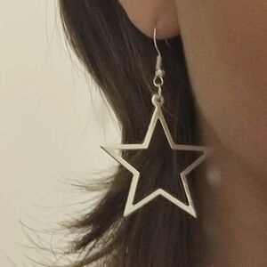 Silver plated star shape earrings geometric shape jewelry